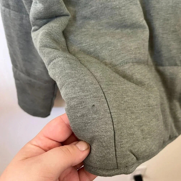 Three Dots Sz Large Sage Green Knit Material Lightweight Puffer Coat Athleisure - Picture 10 of 11